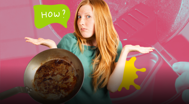 Grasso incrostato su padelle e pentole