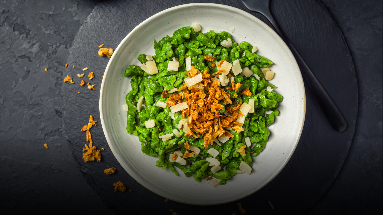 Spatzle al prosciutto e piselli