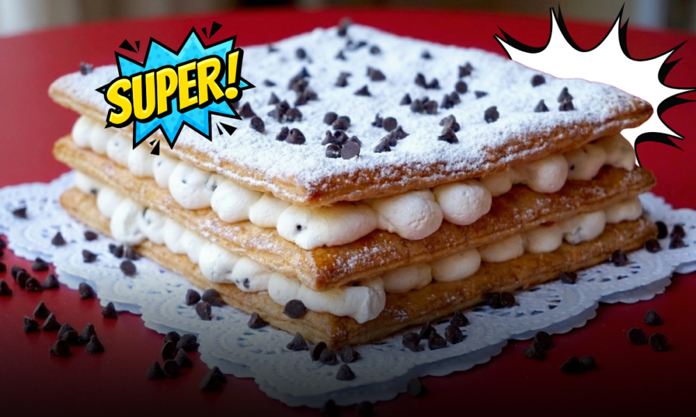 Millefoglie alla ricotta con gocce di cioccolato