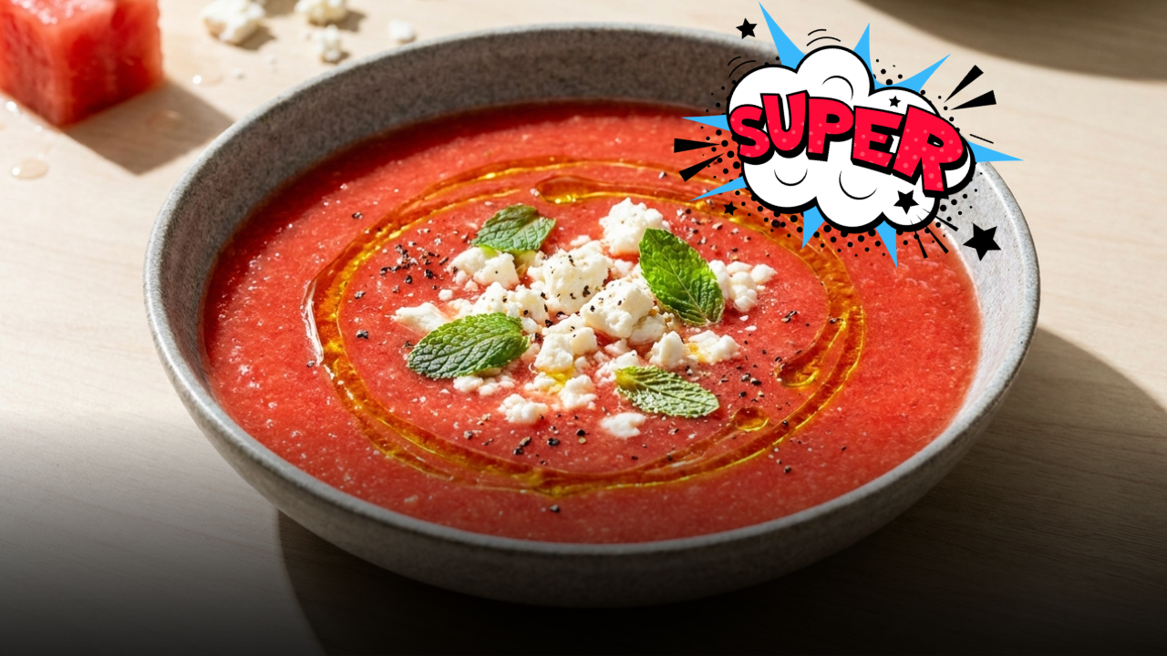 Dolce, salato e rinfrescante: il segreto del gazpacho all’anguria con feta e menta per stupire tutti durante le cene estive
