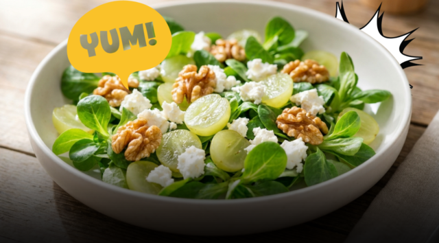 Fresca, croccante e pronta in cinque minuti: come preparare l'insalata perfetta con uva bianca, feta, valeriana e noci tostati