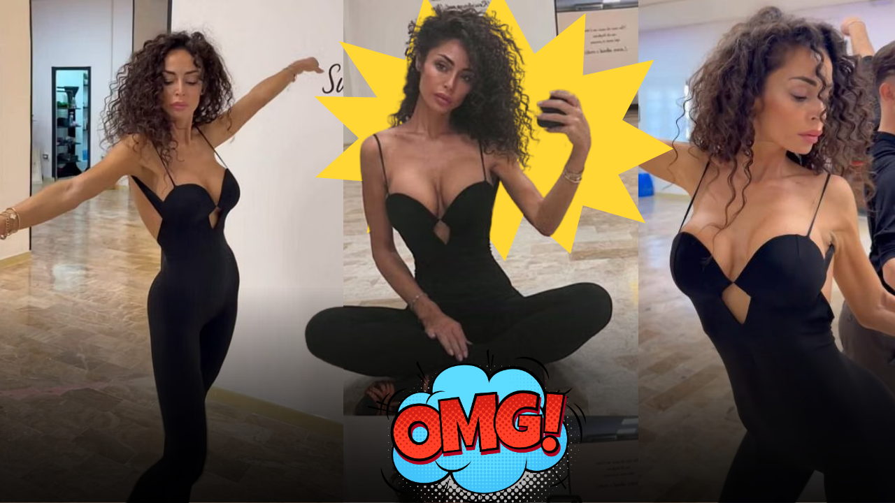 Raffaella Fico infiamma Instagram con una tutina nera aderentissima: décolleté esplosivo, curve in mostra e commenti senza freni dai follower
